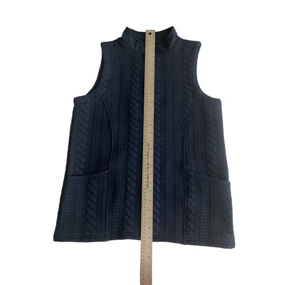Blair Women's Navy Blue Cable Knit Zip-Up Winter Vest Size Small - Picture 8 of 10